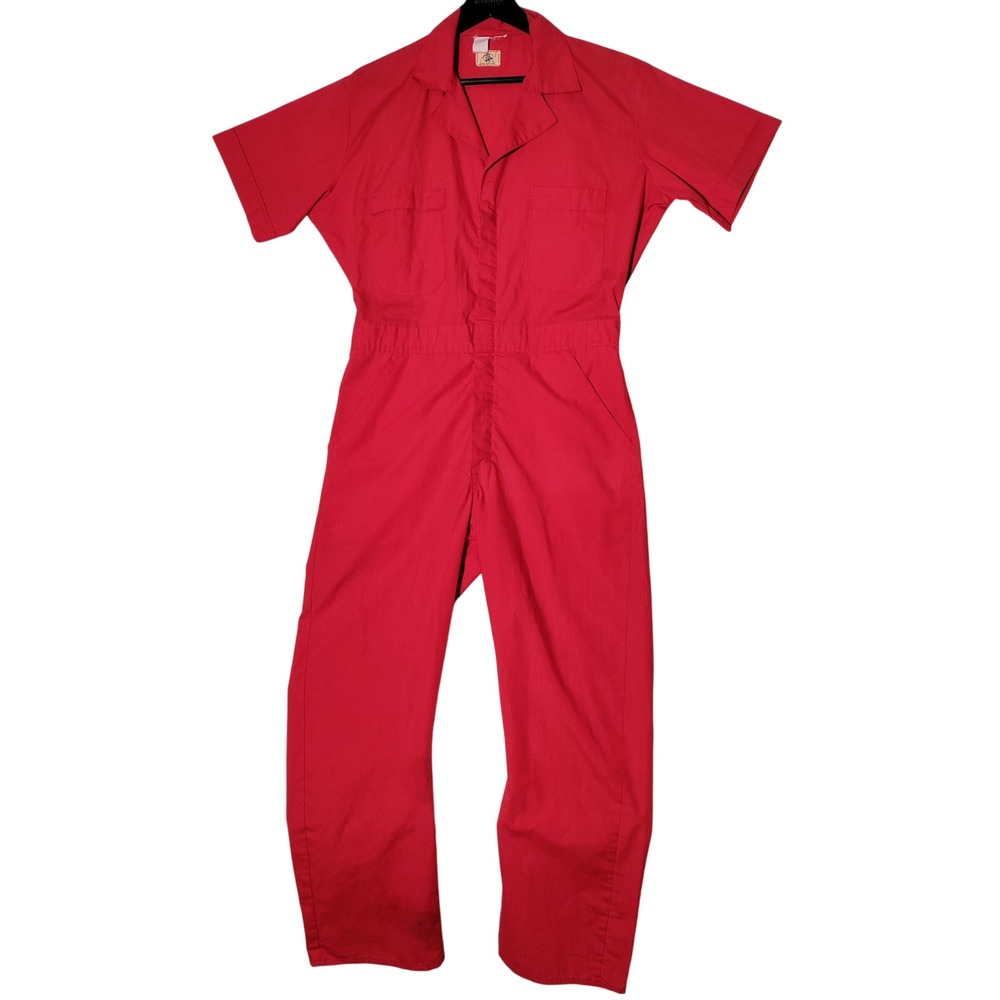 Blue Bell Wrangler Red Short Sleeve Coveralls Jumpsuit Men Sz M 38-40 -Imperfect